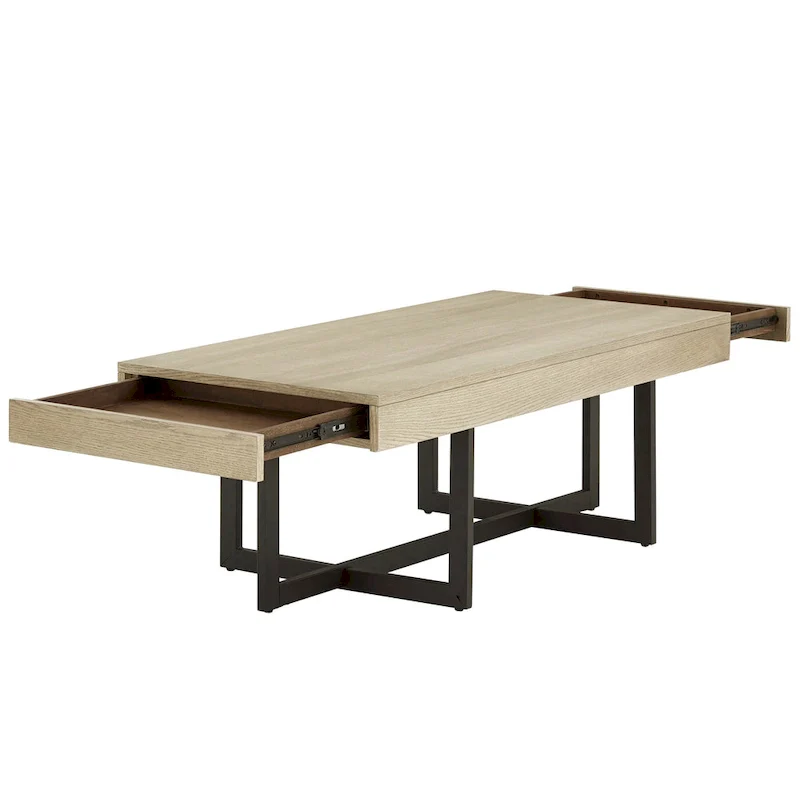 Eldersley Wood Finish Coffee Table with Two Drawers by iNSPIRE Q Modern