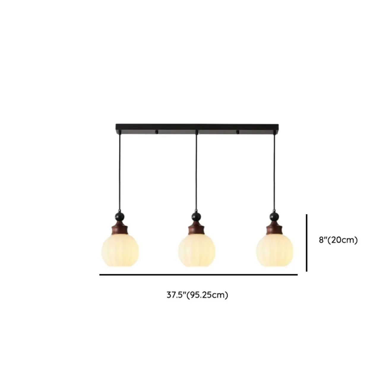 Dimmable Beige Wood Glass Globe Pendant Light