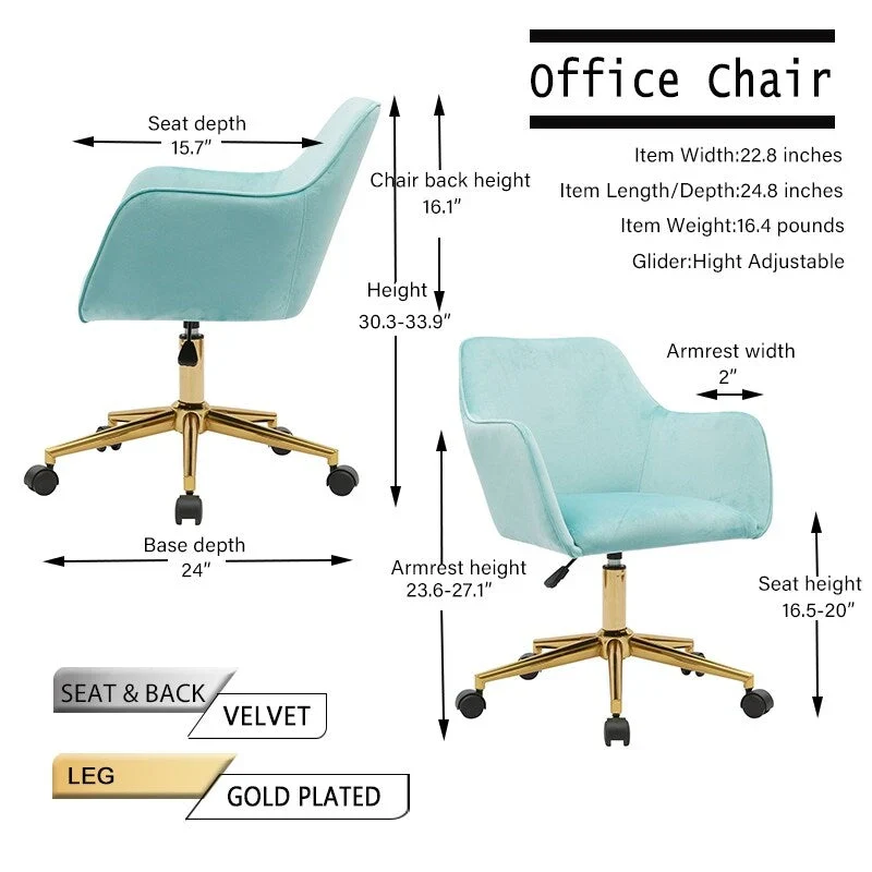 Home Office Chair With Gold Metal Legs