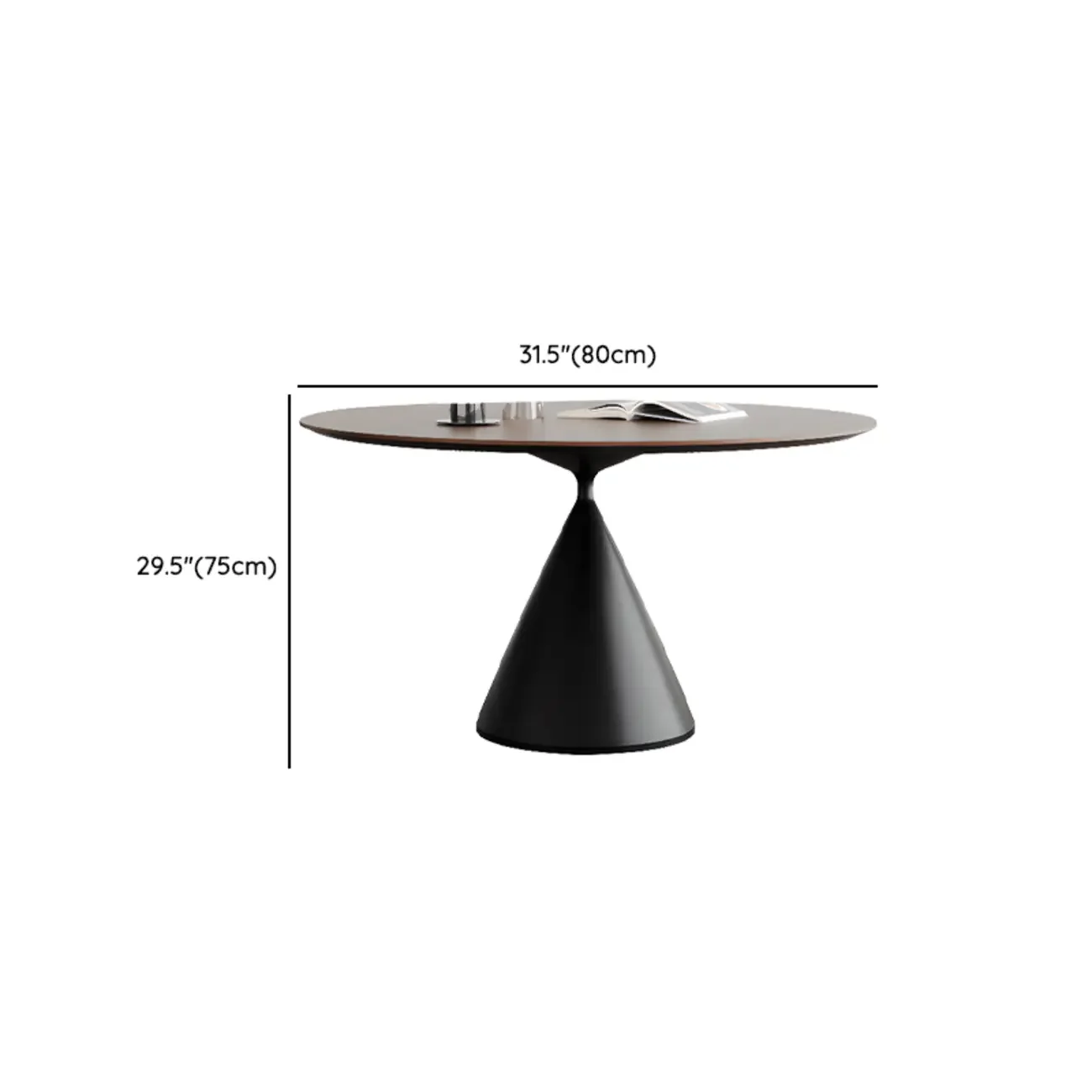 Modern Black Wood Pedestal Round Dining Table