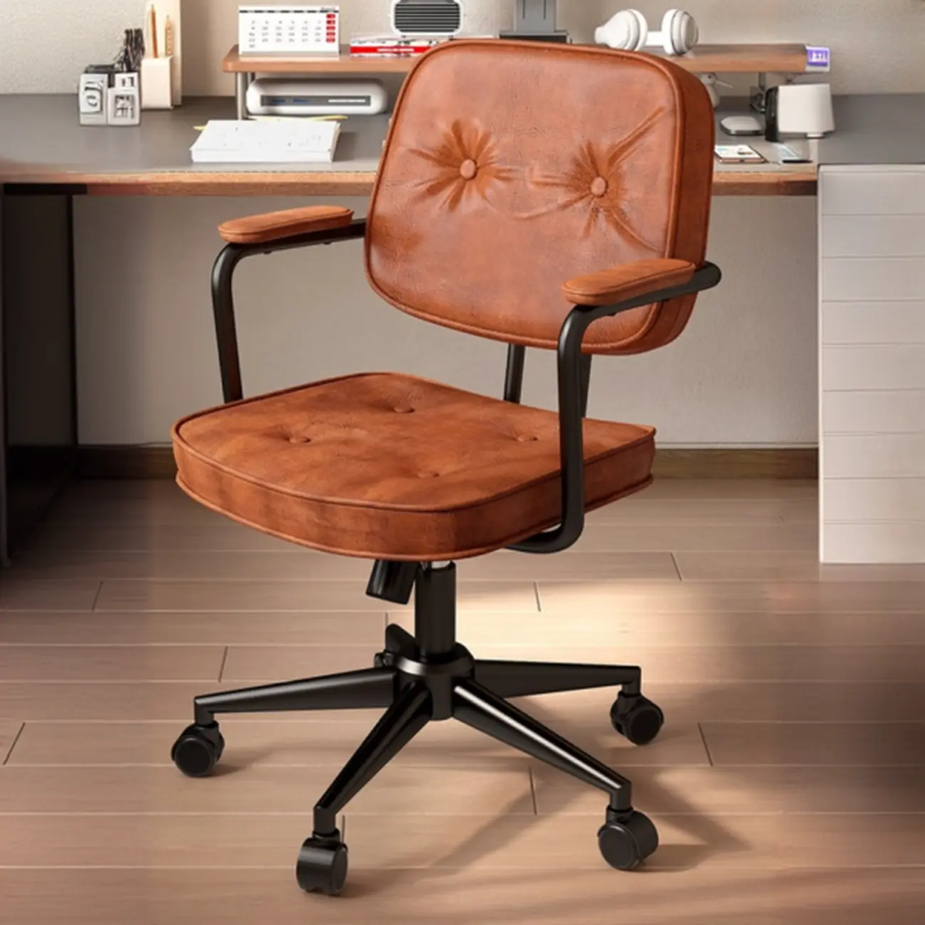 Adjustable Button-Tufted Upholstered Ergonomic Office Chair