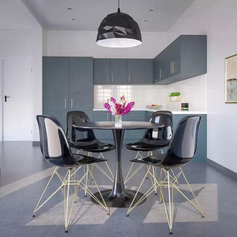 Clear/Transparent 5-Piece Round Dining Set, Pedestal Style, Seats 4