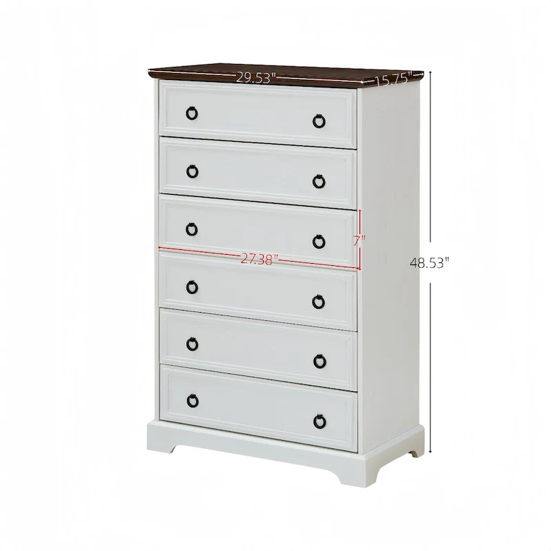 Modern 6 Drawer Dresser for Bedroom, Tall Chest of Drawers Closet Organizers & Storage Clothes