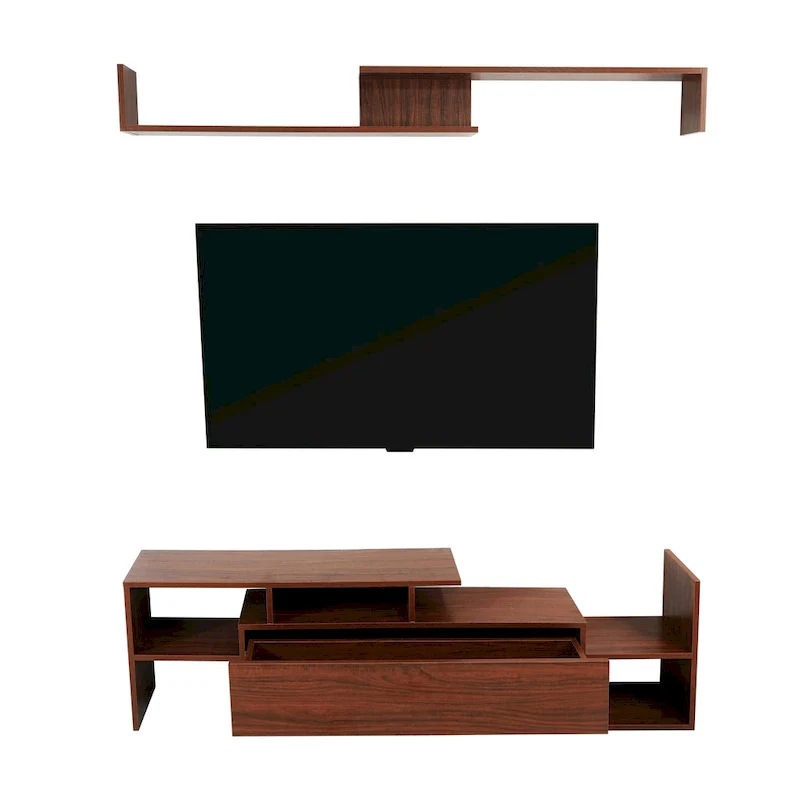 Surrey 60.2 2 Pc 1-Drawer Floating TV Stand Media Console with Open Shelves