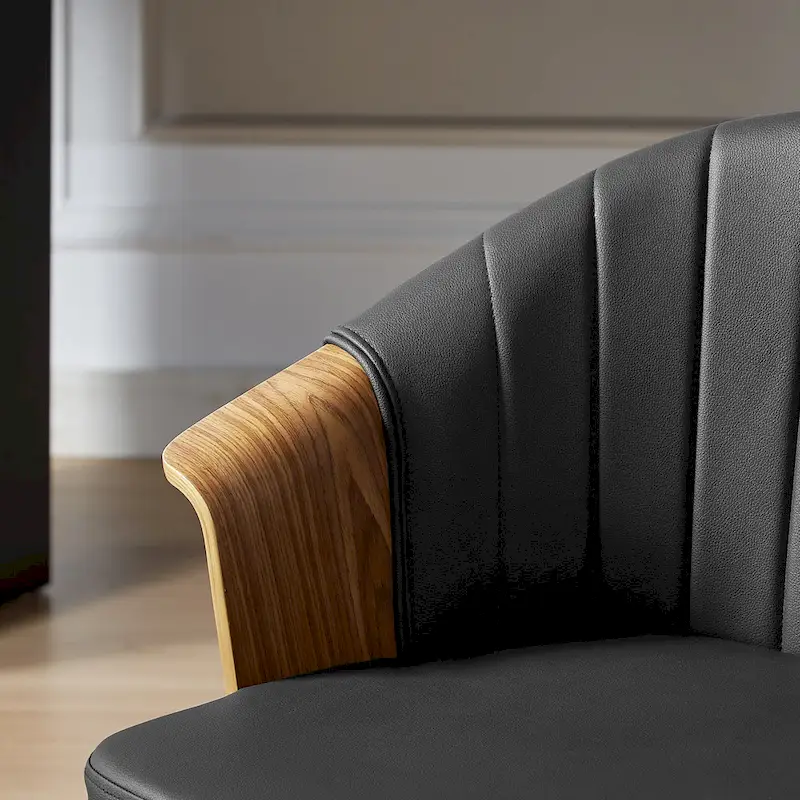 Bentwood and PU Swivel Dining Chairs (Set of 2)