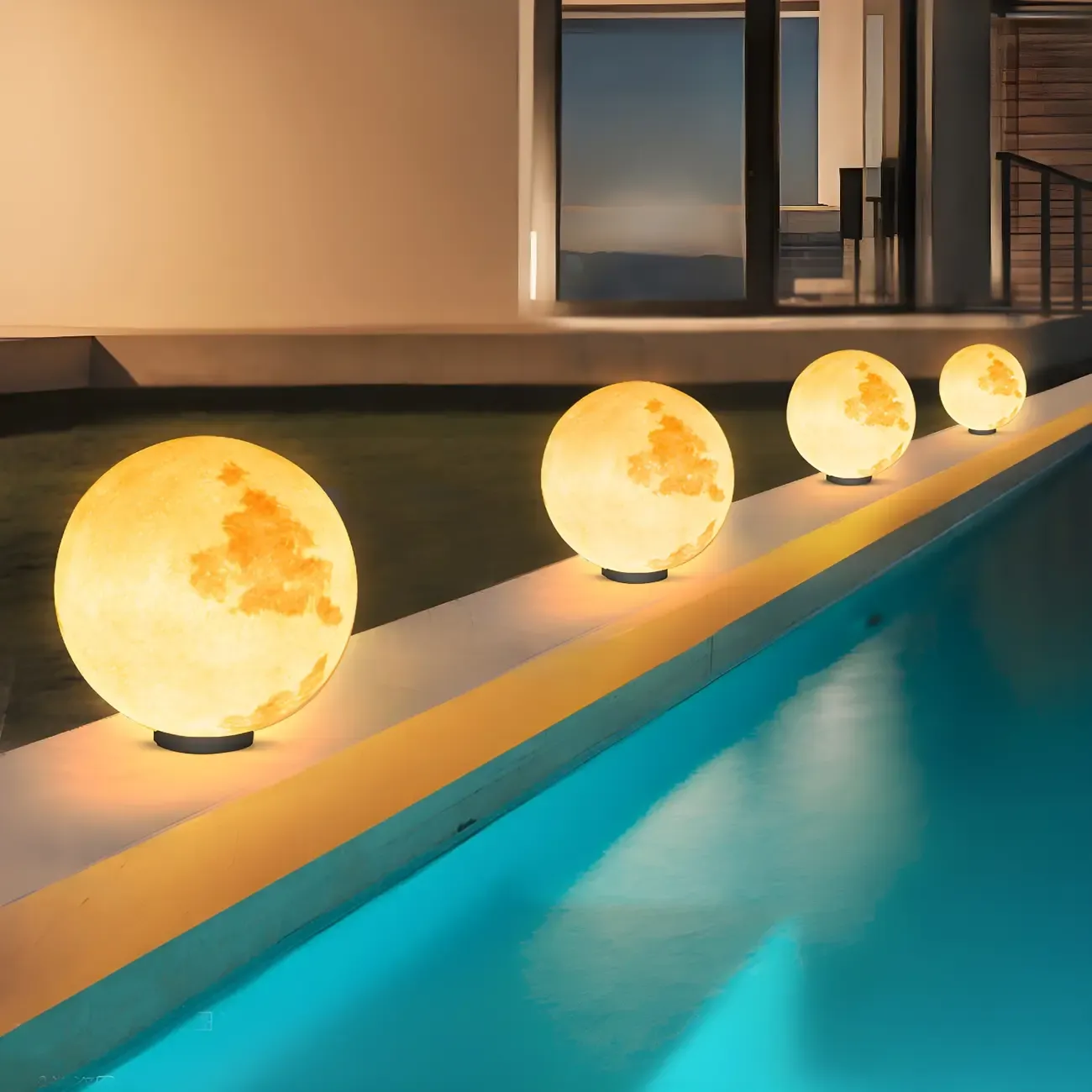 Yellow Moon-Theme Globe Resin Post Cap Light