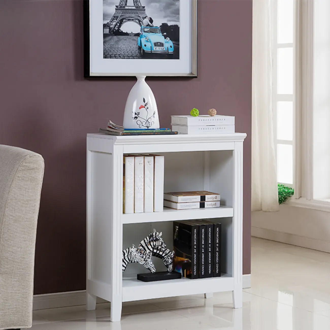 Classic Birch Wood 5-Tier Vertical Barrister Bookcase