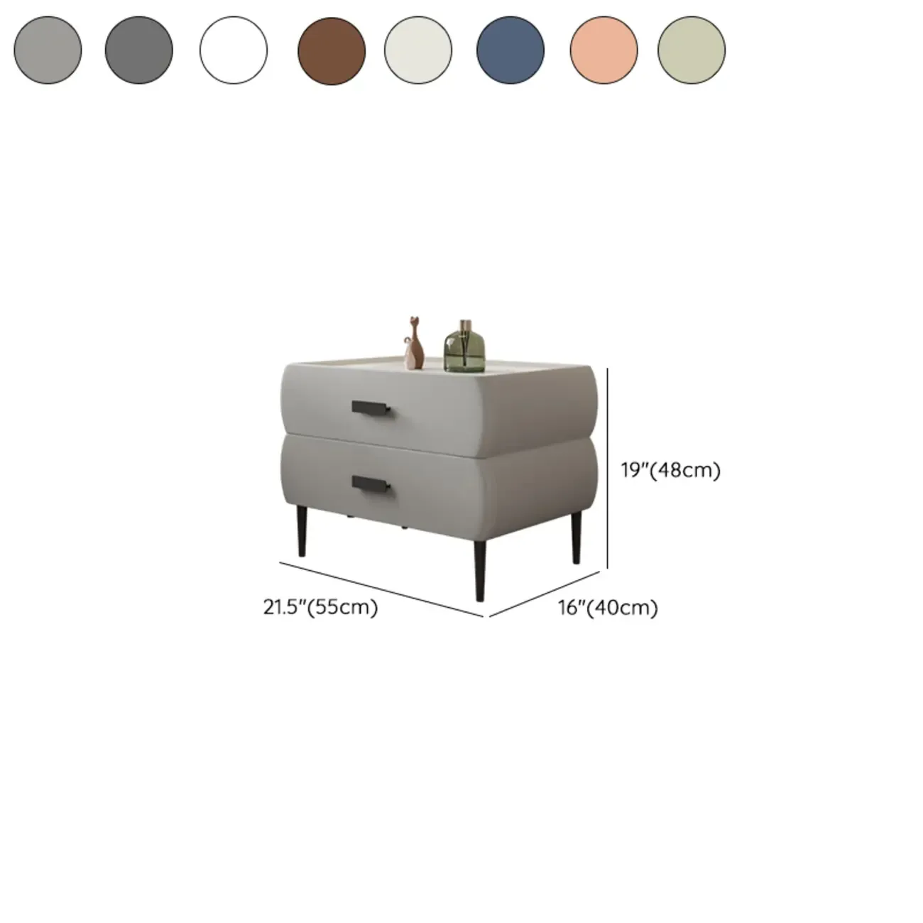 Simple Sintered Stone Top 2-Drawer Nightstand