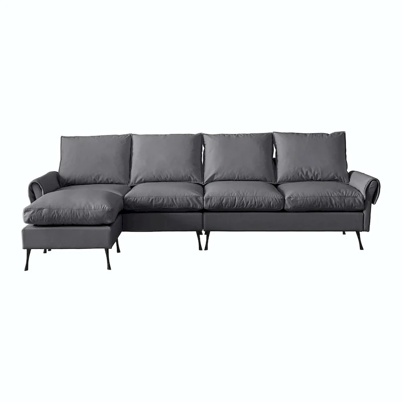 104.5Modern Technical leather L-Shaped Sofa with Ottoman