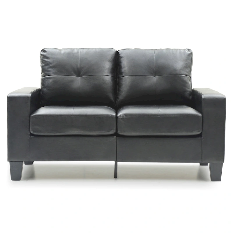 Newbury 58 in. W Flared Arm Faux Leather Straight Sofa - 32 L x 58 W x 36 H