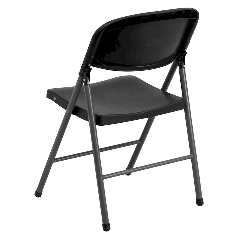 2 PK 330 lb. Capacity Plastic Folding Chair with Charcoal Frame