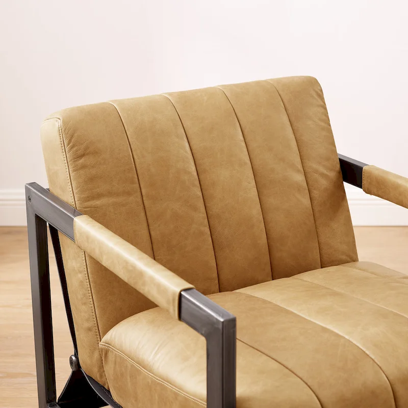 Art Leon Genuine Leather Lounge Accent Arm Chair