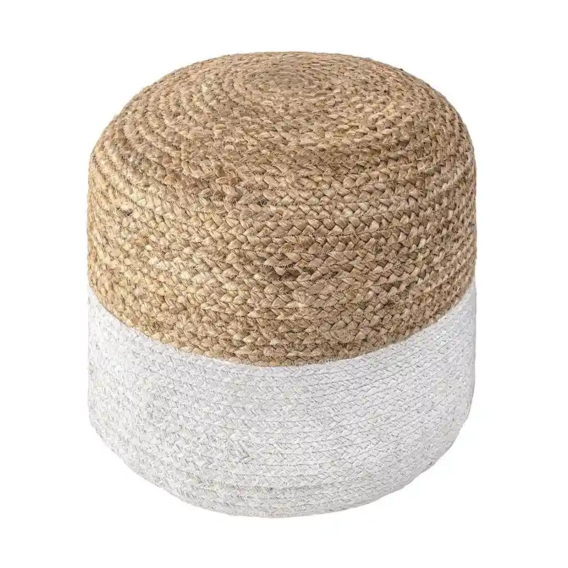 Nuloom Janus Braided Jute Ottoman Pouf