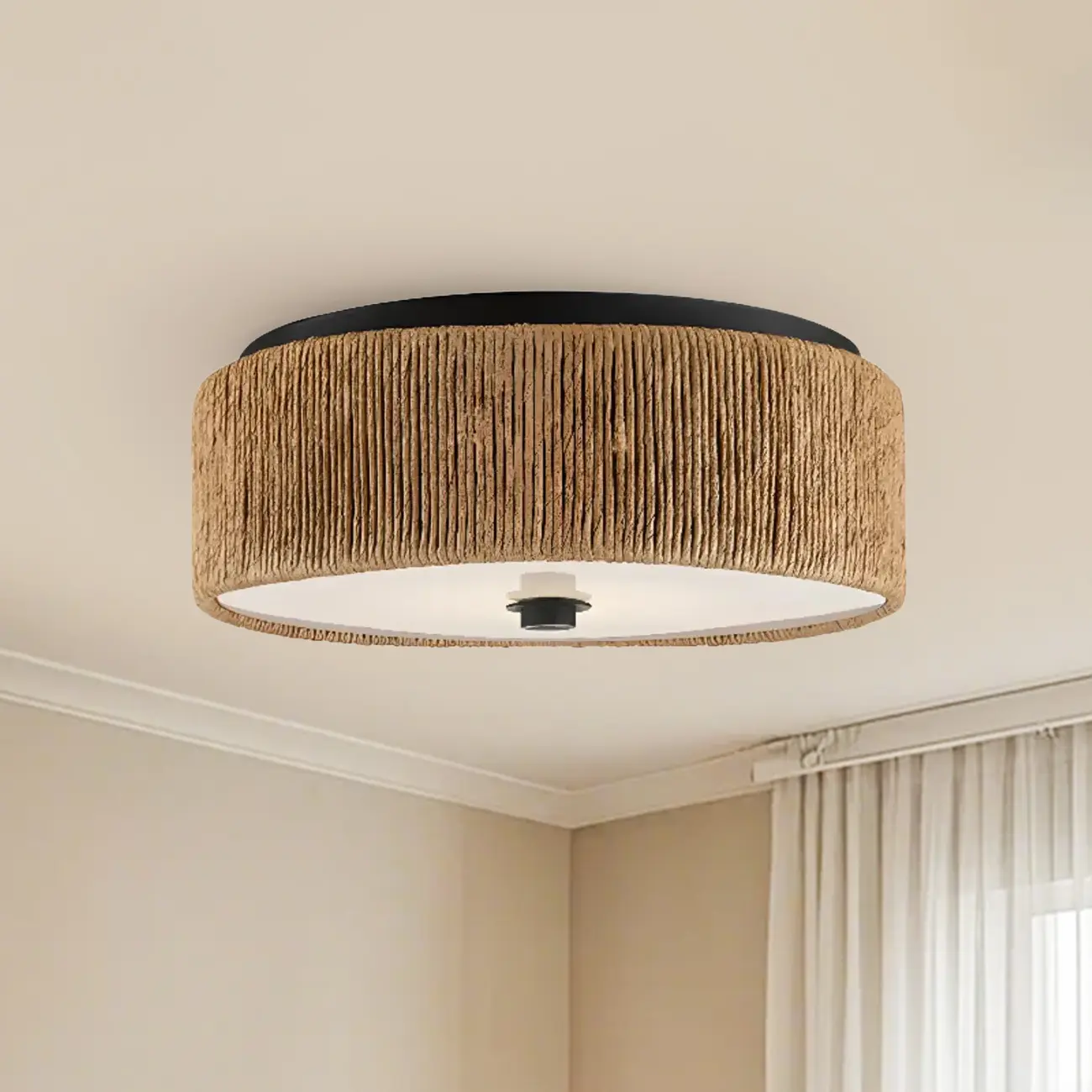 Oriental Cylinder Flush Mount Ceiling Light for Bedroom
