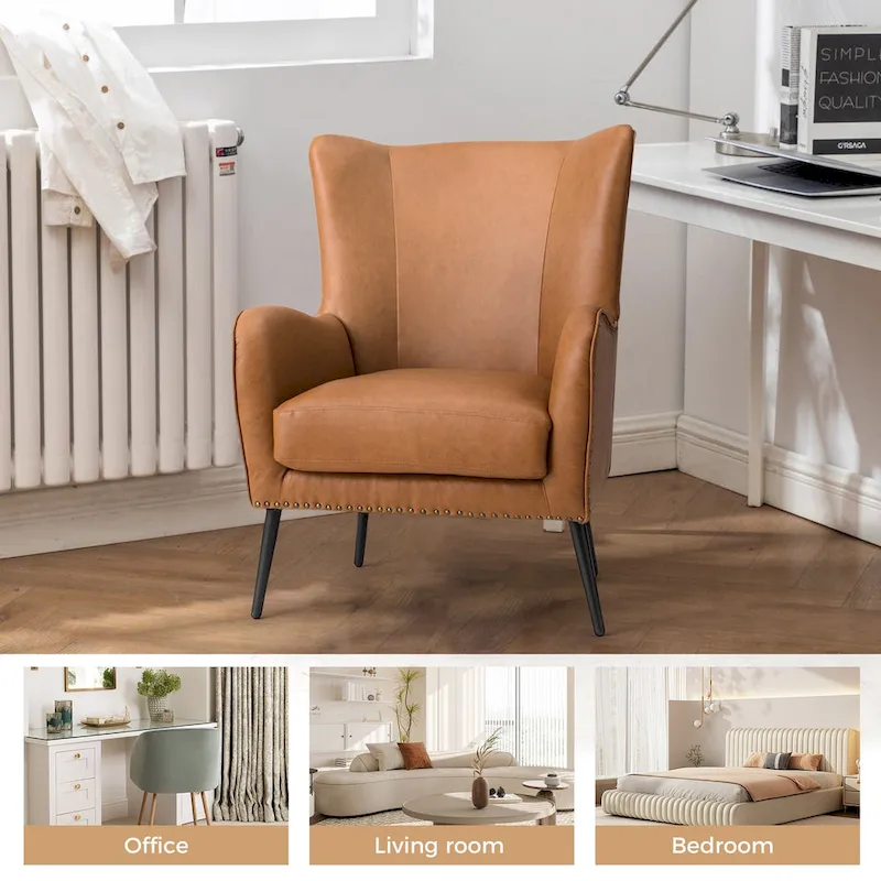 Invidiae Wooden Upholstered Armchair with Metal Legs