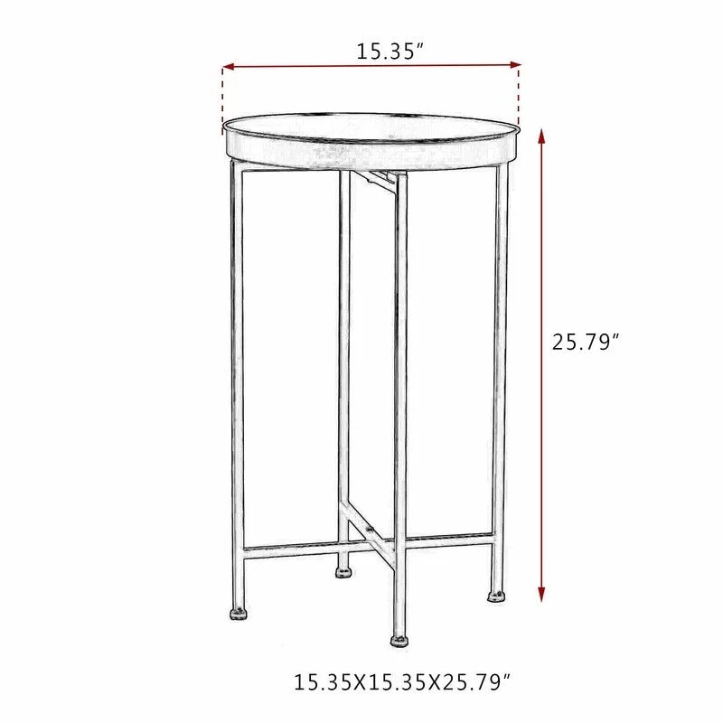 Round End Table Gold Metal Side Nightstand Accent Coffee Tables - 15(D)x 15(W)x 25.7(H)