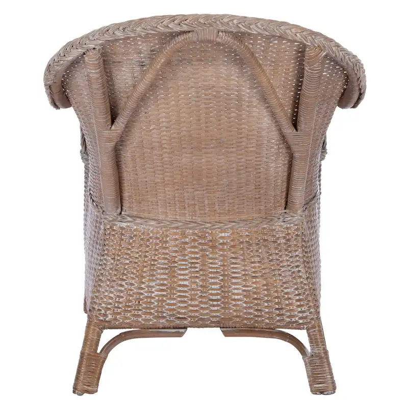 SAFAVIEH Aglaja Rattan Accent Chair with Cushion - 22 W x 26.8 L x 33.5 H - 22Wx27Dx33H