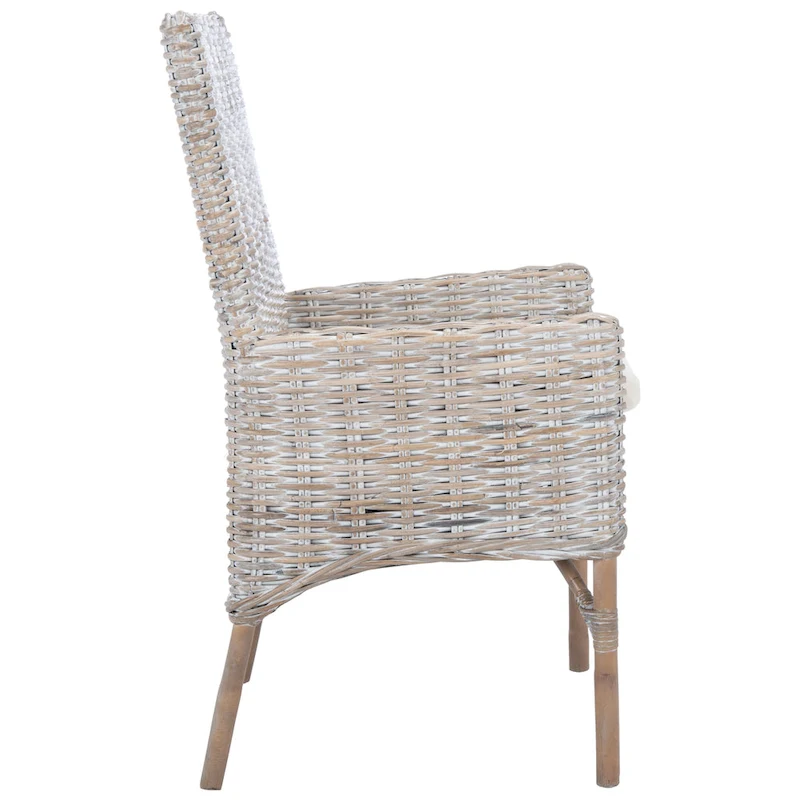 SAFAVIEH Winnifred Coastal Rattan Accent Chair with Cushion - 18.5 W x 22.8 L x 38.2 H - 19Wx23Dx38H