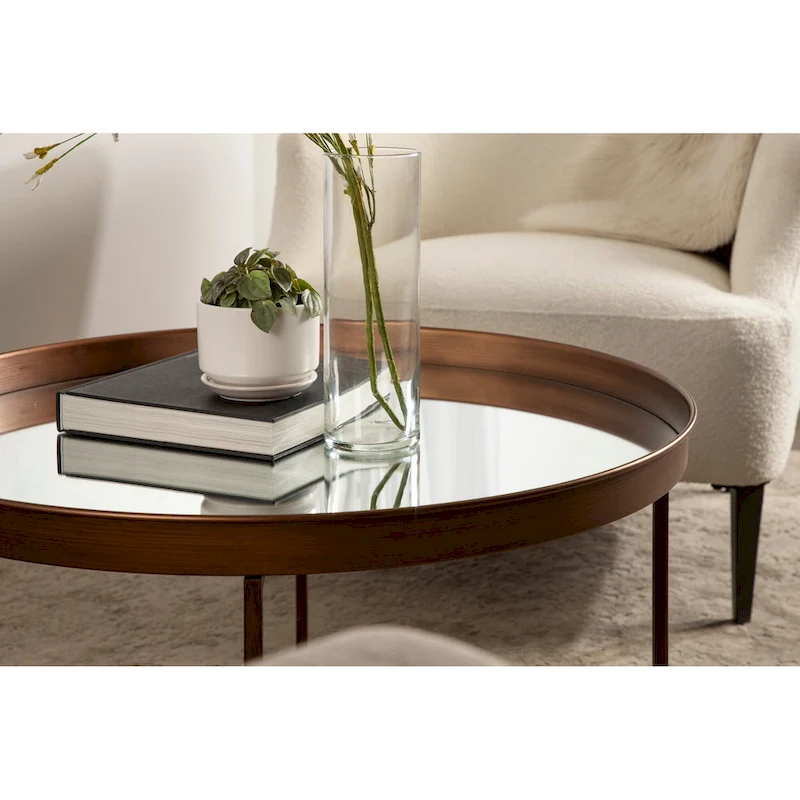 Kate and Laurel Celia Round Metal Coffee Table - 28.25x28.25x19