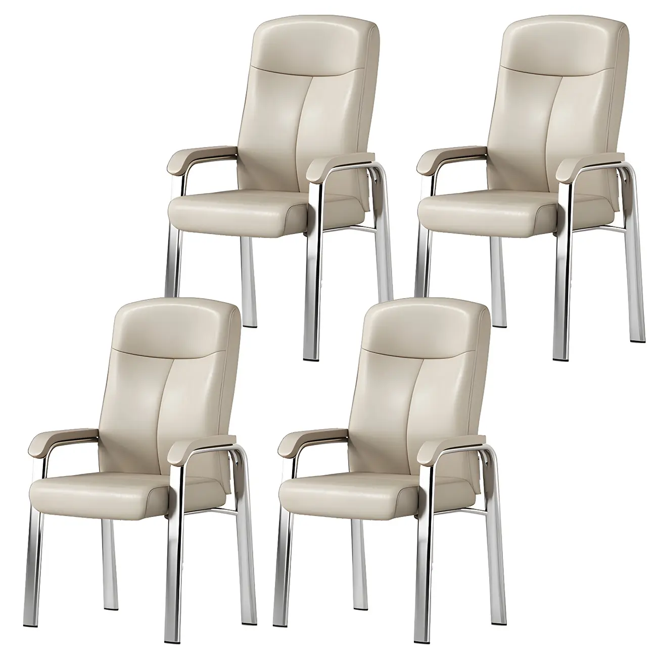 HomeyFad Modern Leather Metal 4-Leg Office Chair with Arms