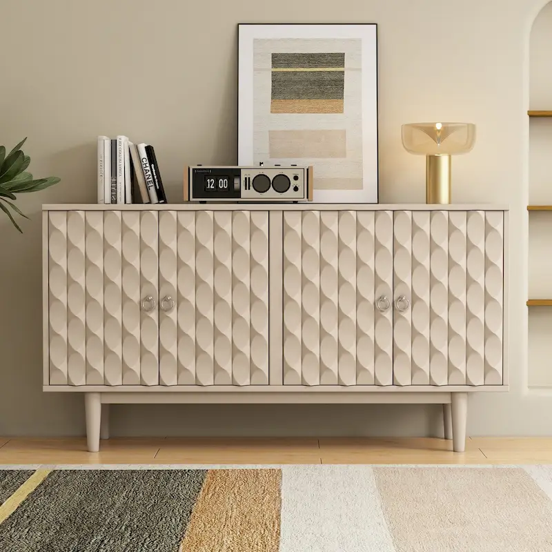 Modern 4-door Sideboard with Convex Pattern Doors