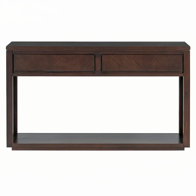 55  Rustic Wooden Entryway Console Table(Espresso)
