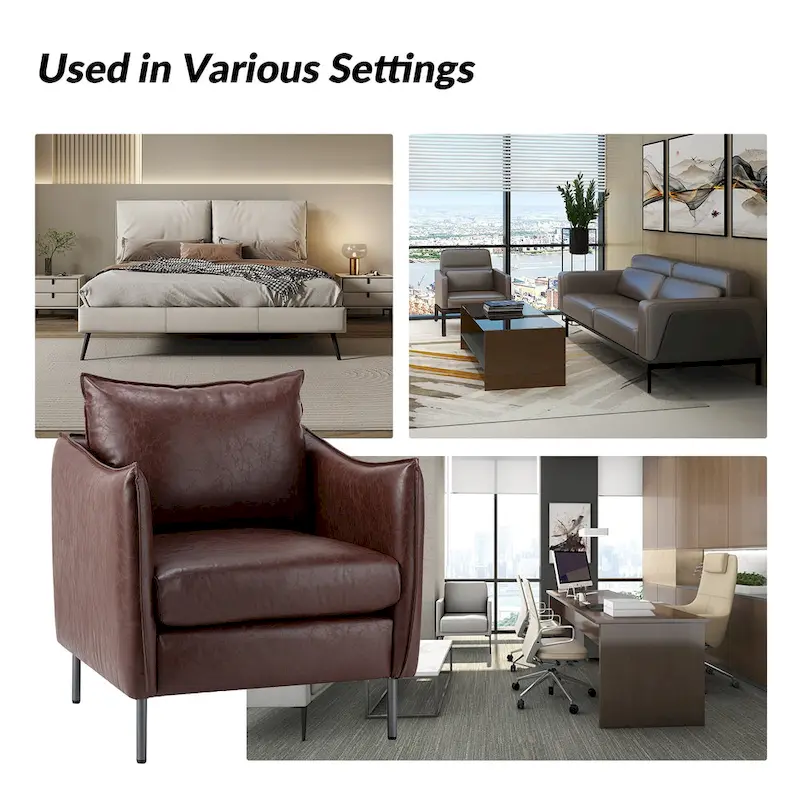 Jaime Modern Vegan Leather Accent Chair with removable Cushion by HULALA HOME