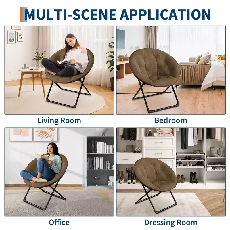 Faux Fur Saucer Chair, Folding Style, 1-Person