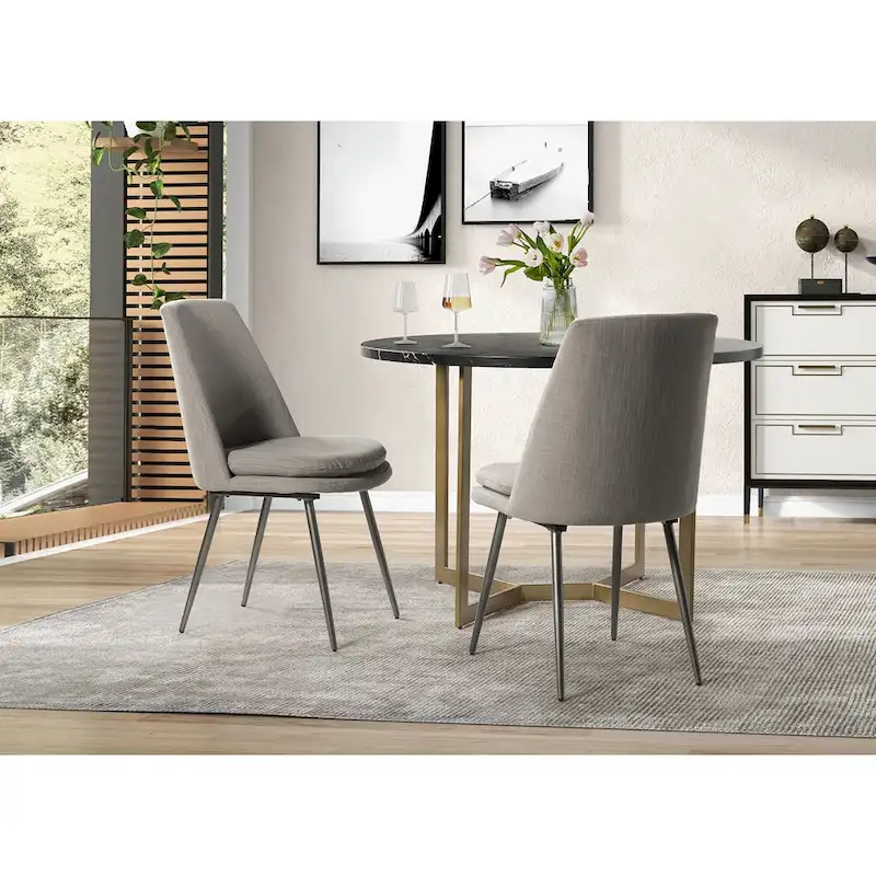 Homer Modern and Contemporary Dining Chairs Set of 2 with Metal Legs