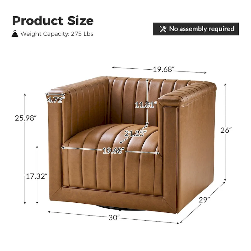 Esteban Modern Leather Upholstered Swivel Barrel Chair Set of 2 by HULALA HOME