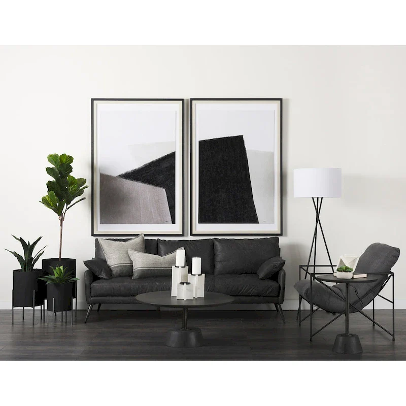 Maxwell Dark Brown Wood w/Black Metal Pedestal Round Side Table