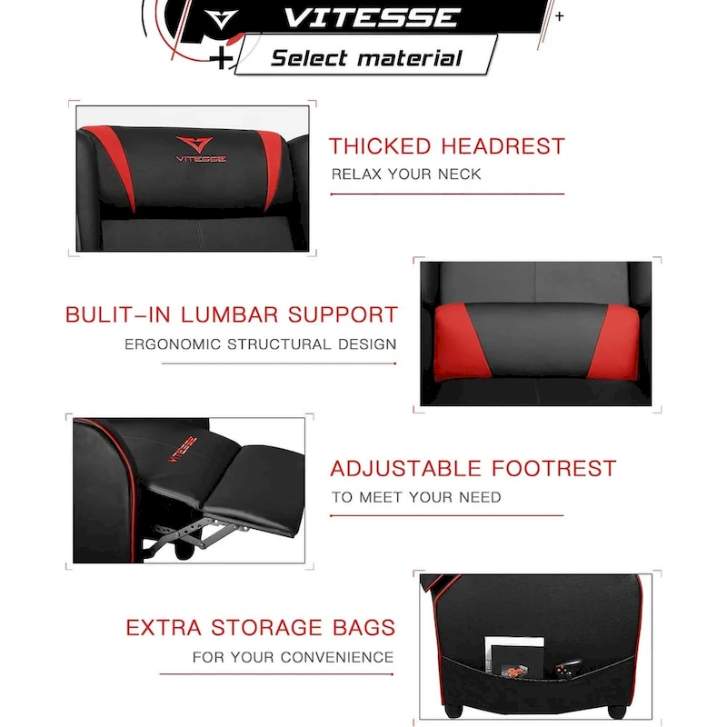 BOSSIN Gaming Recliner Chair Racing Style High Back Chair Living Room Recliners Theater Seating