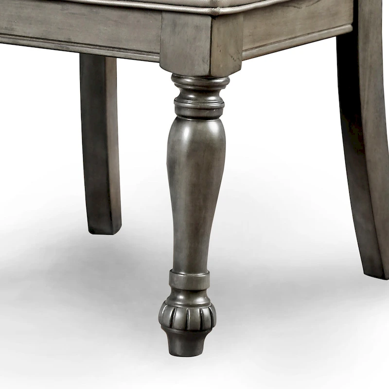 Tima Traditional Grey Faux Leather Dining Chairs (Set of 2) by Furniture of America