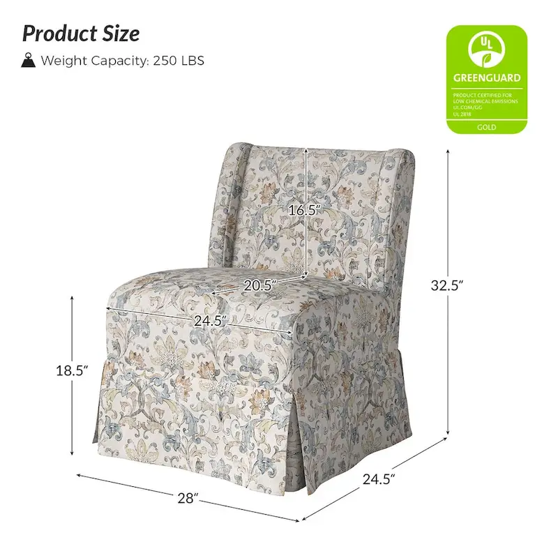 Falk Transitional Upholstered Slipper Chair with Slipcover and Solid Wood Legs Set of 2 by HULALA HOME