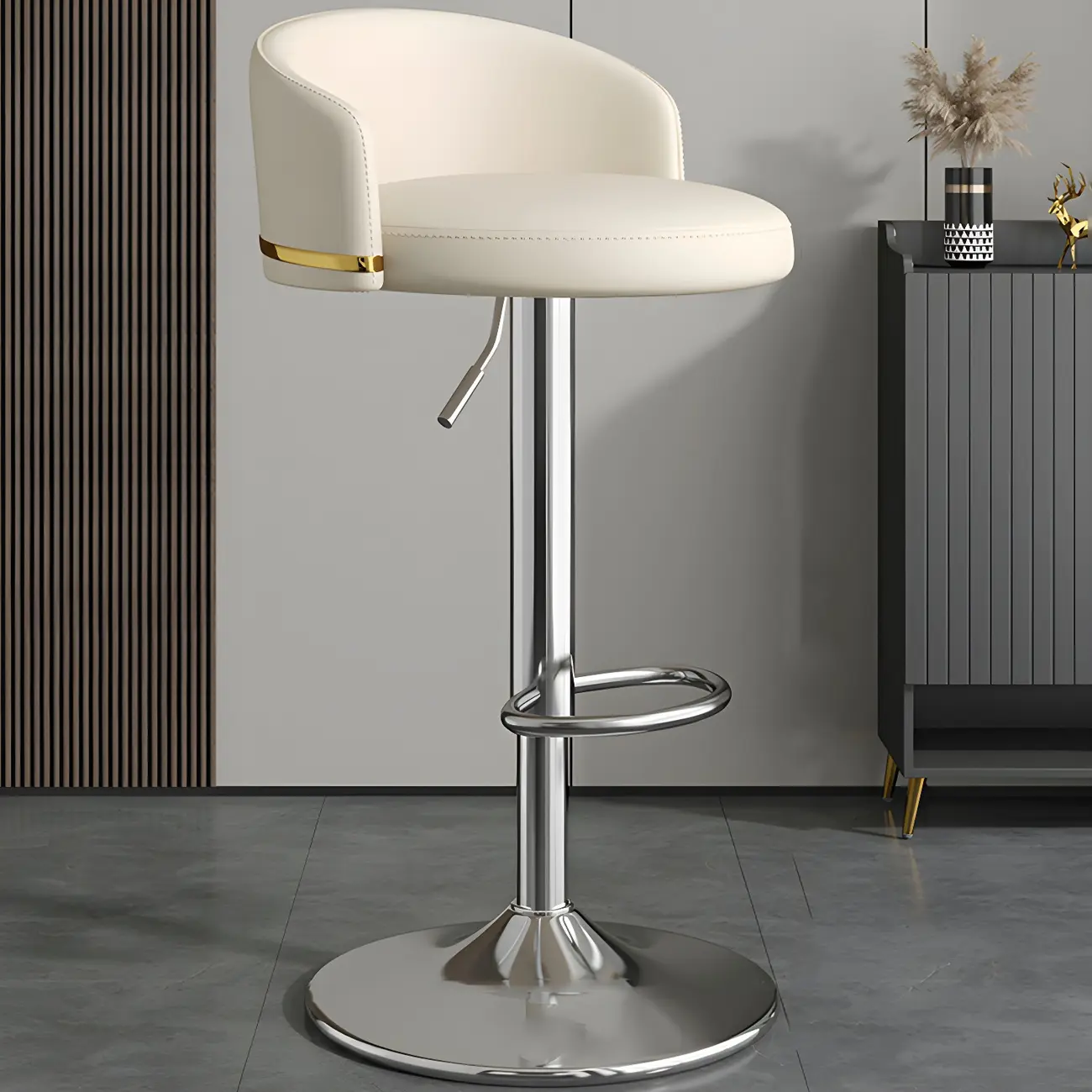 24 Inch Faux Leather Bar Stool Height Adjustable Modern