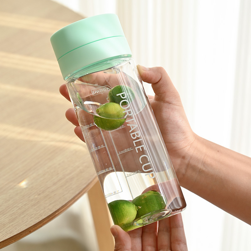 Portable Clear 600ML Water Bottle with Carry Strap