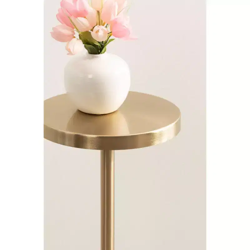 Kate and Laurel Hescott Metal and Marble Pedestal Table, White, 10x10x24