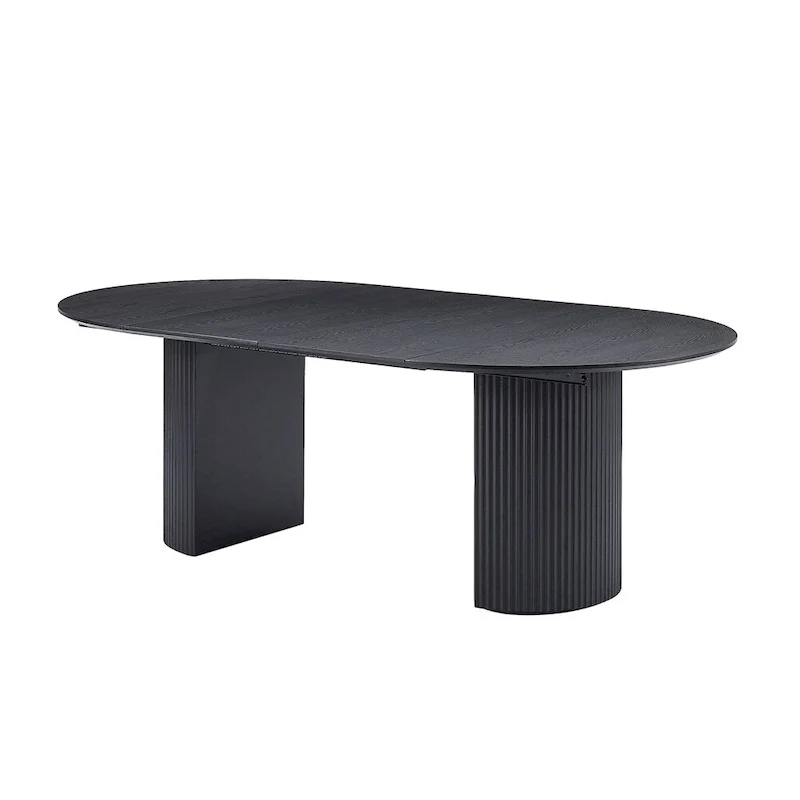 Solid Top Kitchen Oval Expandable Dining Table - N/A