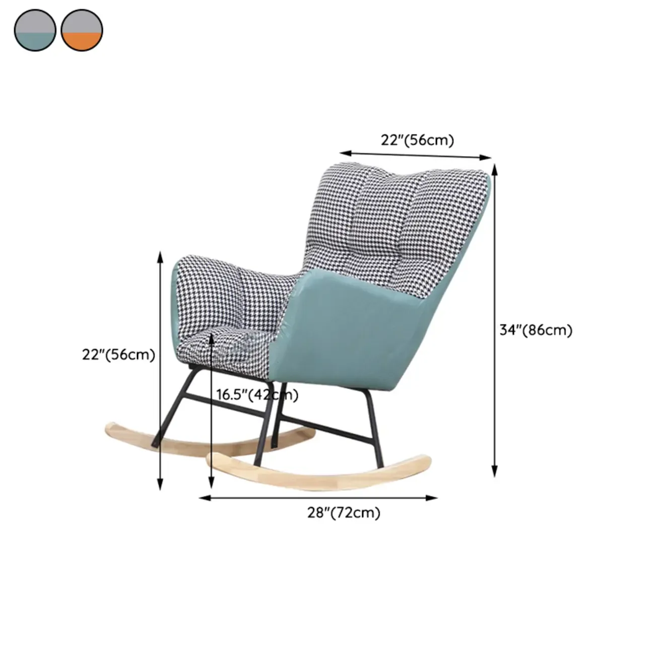 Tech Cloth Upholstered Wood Rocking Chair with Recessed Arm