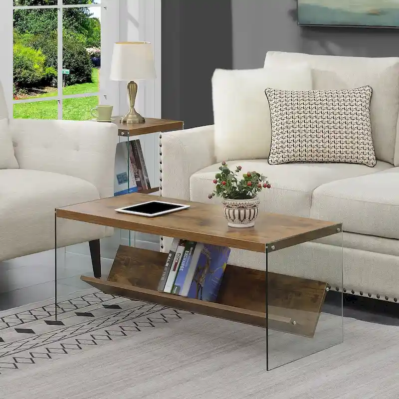 Convenience Concepts SoHo Glass Coffee Table with Shelf