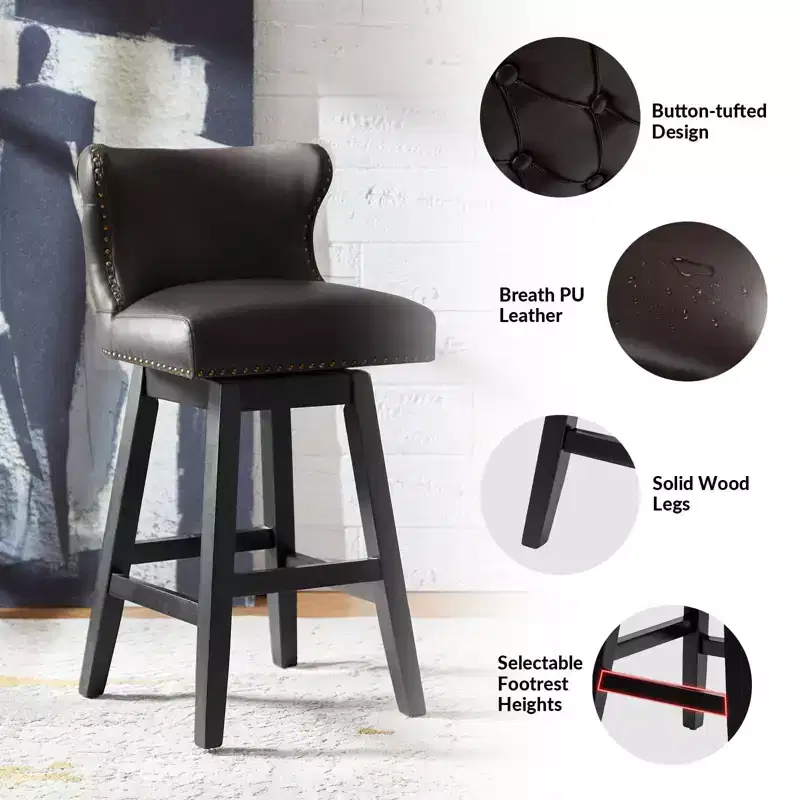 Johannes Swivel Bar & Counter Stool Set of 2|HULALA HOME