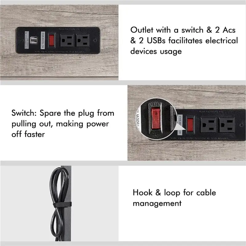 Yaheetech 47.5-inch Home Office Computer Desk with Power Outlet and Elevated Bookshelf