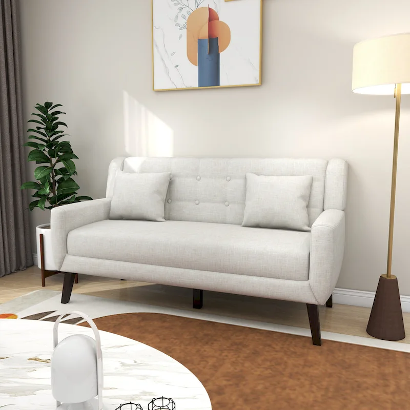 Linen Modern Tufted Loveseat Upholstered Sofa