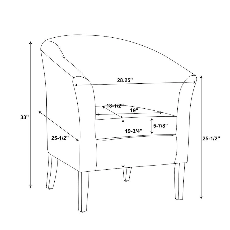 Linon Andrew Barrel Club Chair Jet Black Upholstery