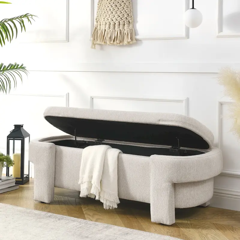 Chenille Upholstered Bench