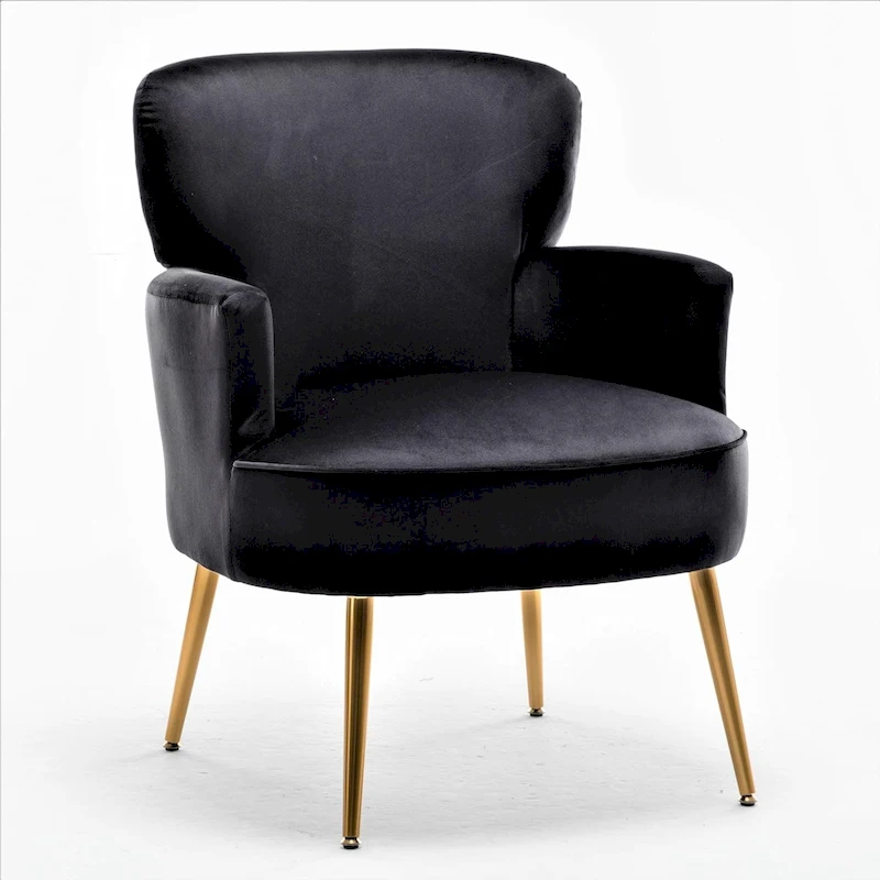 US Pride Furniture Trendy Velvet Accent Chair with Gold Metal Legs Upholstered Armchair