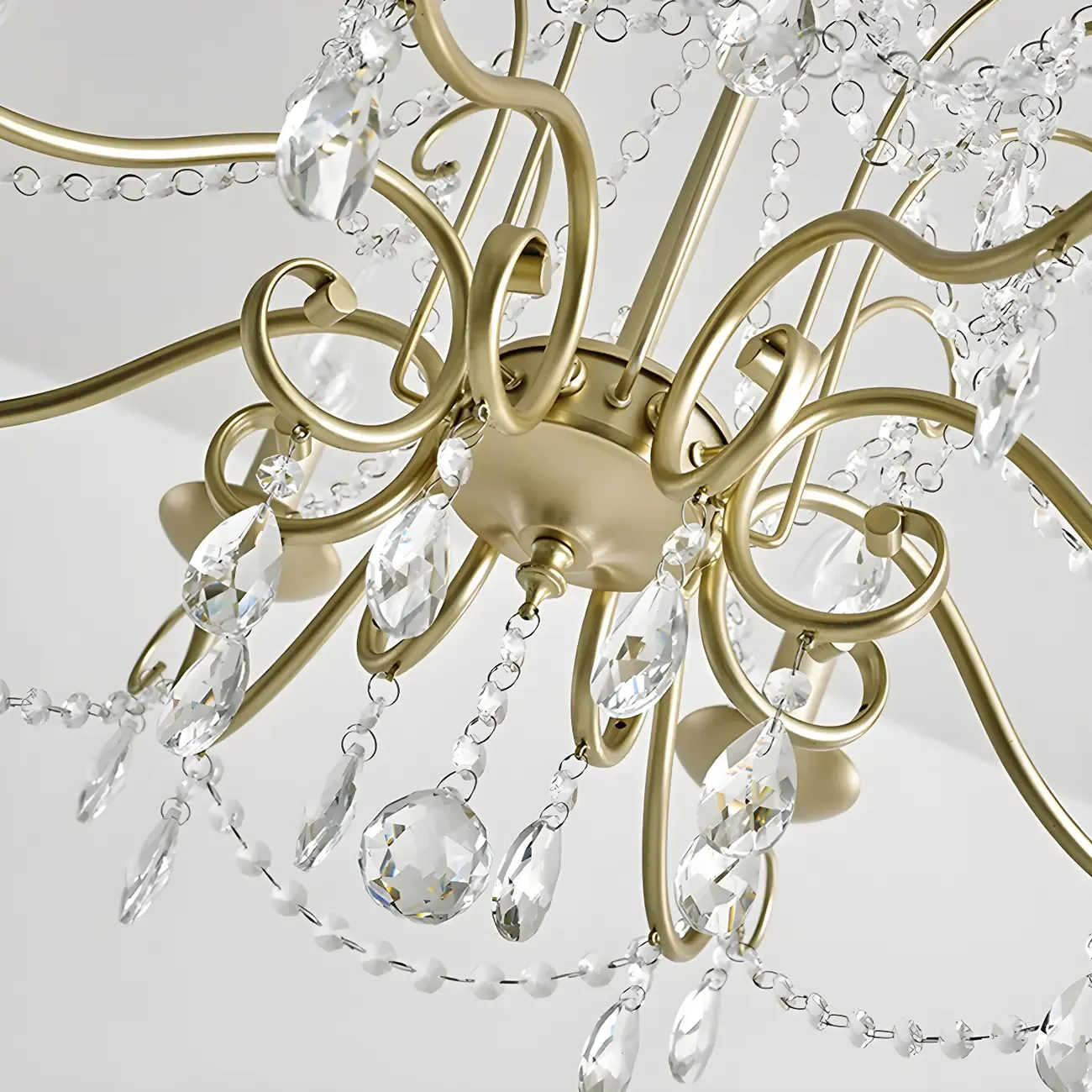 Gold Crystal Metal Elegant Classic Chandelier Light