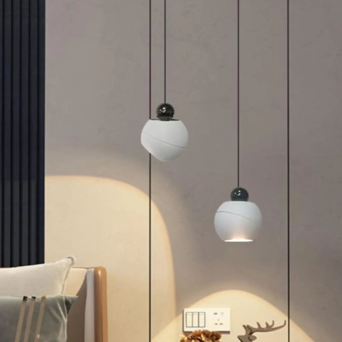 Modern Glass Globe LED Bedroom Hanging Pendant Light
