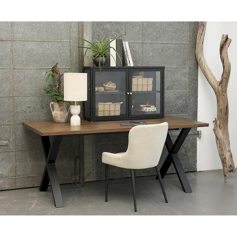 Rye Studio Boucle Dining Chairs with Black Steel Legs, Set of 2