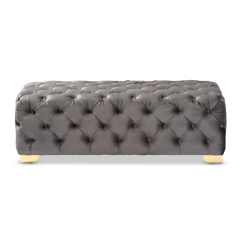 Velvet Fabric Ottoman Bench